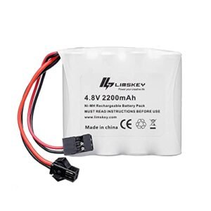 Limskey NiMH Receiver RX Battery with Hitec and SM-2P Plug 4.8V 2200mAh Rechargeable Battery Pack for RC Receivers, RC Aircrafts, RC Car