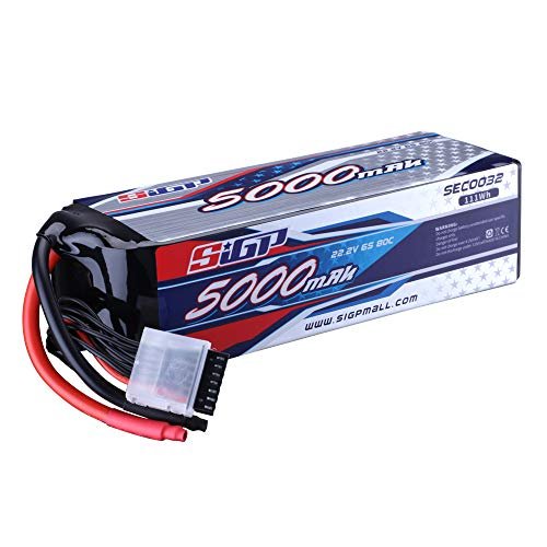 SIGP 6S Lipo Battery 5000mAh 22.2V 80C for RC Helicopter Airplane FPV Drone Quadcopter Racing