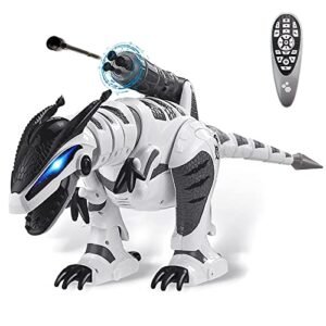 Dollox RC Battleship Fight Interactive Dinosaur Robot Programmable T rex Toy with Remote Control for Kids Ages 3 10