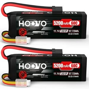 HOOVO 11.1V 3S 5200mAh 60C RC Car Battery Packs 2 Packs with Tr Plug for RC Trucks Airplanes Helicopters Boats