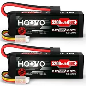HOOVO 11.1V 3S 5200mAh 60C RC Car Battery Packs 2 Packs with Tr Plug for RC Trucks Airplanes Helicopters Boats