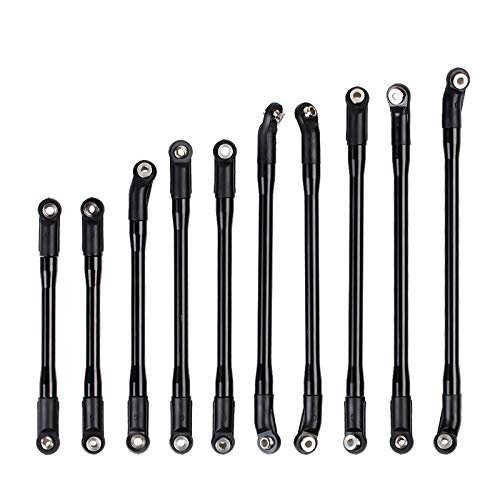 INJORA RC Link Rod 10pcs Linkage Set for 1/10 RC Crawler Axial SCX10 II 90046 Enhance Your RC Battleship Plans with HighQuality Black Plastic Rod Ends