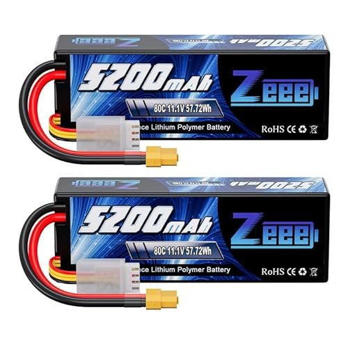 Zeee 3S Lipo Battery 5200mAh 11.1V 80C with XT60 Connector for RC Helicopter vs RC Plane and Other RC Vehicles 2 Pack