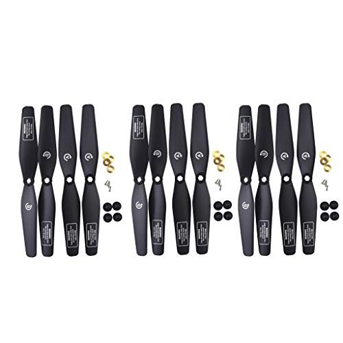 Fytoo Accessories 12PCS Propeller for SJRC S20W S30W T18 H301S T25 HS110D HS110G HS120D Aerial Quadcopter Spare Parts Remote Control Drone Blade （Black）