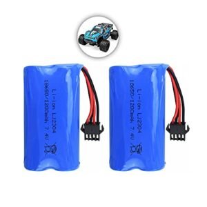 PUOO Accessory 2PCS 7.4V 1200mAh Lithium Battery with SM-4P 4 pin Plug for EC08 RC Boat RC Car Model Spare Battery