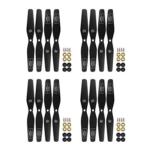 PUOO 16PCS Black Propeller Replacement Blades for SJRC S20W S30W T18 H301S T25 HS110D HS110G HS120D Drones
