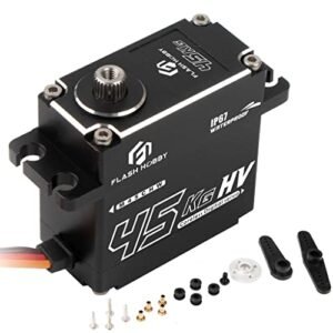FLASH HOBBY 45Kg Full Waterproof Coreless Servo Motor Standard 180 Degree HV 8.4V High Torque Digital Servo for Himoto RC Car Parts DIY Truck Robot