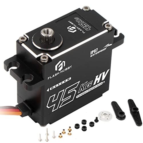 FLASH HOBBY 45Kg Full Waterproof Coreless Servo Motor Standard 180 Degree HV 8.4V High Torque Digital Servo for Himoto RC Car Parts DIY Truck Robot