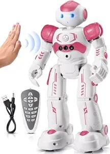 KingsDragon TT313 Remote Control RC Robot Toy for Kids Gesture Sensing Programmable Interactive Robot for Ages 3 4 5 6 7 8 Boys Girls Birthday Gift Pink