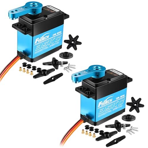 Geekstory Feetech FT5330M 35KG Digital Core RC Servo Motor Waterproof Metal Gear 25T Servo Arm Horn 180 Degree 6V 7.4V for 1/8 1/10 Baja Car Pack of 2