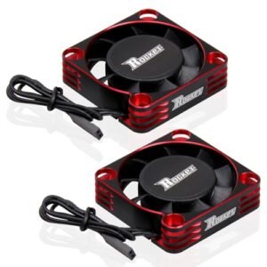 ARRAROWN 2Pack 16000RPM RC Motor Cooling Fan 40MM for 1/6 RC Car Brushless Heatsink Fans Red Black