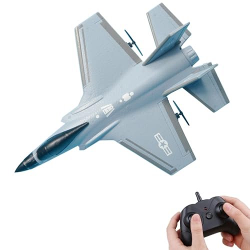 Vecktodisy RC Airplane Beginner Guide 2 Channels Ready to Fly 2.4Ghz Remote Control F35 Plane for Kids