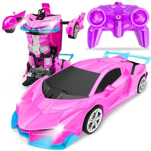 Transform Remote Control Car Toys for Kids Featuring Cool RC Car Tricks 1:18 Scale RC Car Transformation Robot with One Button Deformation