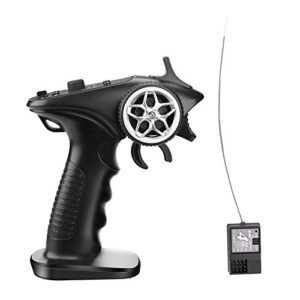 Havcybin 2.4GHz RC Controller 4CH Digital Radio Transmitter and Receiver Set for 110 RC Car Boat Tank Crawler GA 4H TX Black