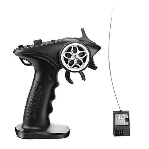 Havcybin 2.4GHz RC Controller 4CH Digital Radio Transmitter and Receiver Set for 110 RC Car Boat Tank Crawler GA 4H TX Black