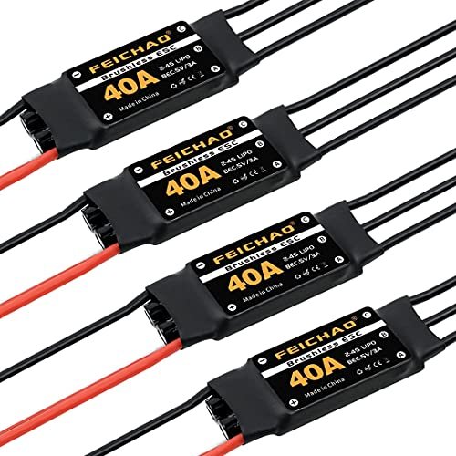 FEICHAO 40A Brushless ESC Speed Controller for Delta Wing RC Aircraft DIY Drone Helicopter with 5V 3A BEC 4Piece Long Cable