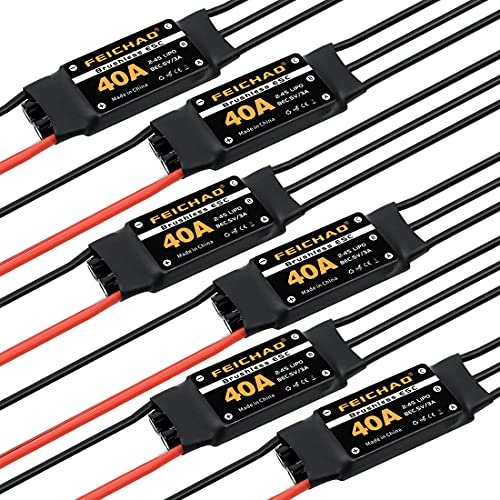 FEICHAO 40A Brushless ESC Speed Controller for RC Aircraft and Wing Bags DIY Projects 6Piece Long Cable