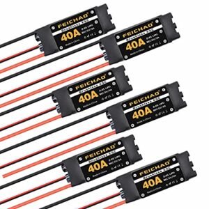 FEICHAO 40A Brushless ESC Speed Controller for Fly Wing RC Helicopter DIY Multi axis Aircraft Drone with 5V 3A BEC 6Piece Short Cable