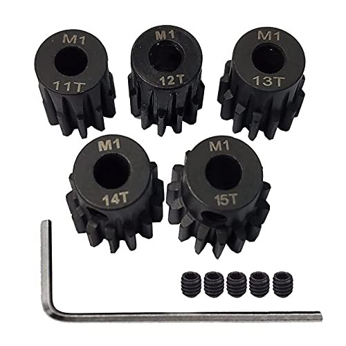 AMOGOT Metal Steel M1 Pinion Gear Sets 11T 12T 13T 14T 15T 5mm Shaft for 390 Brushless Motor RC