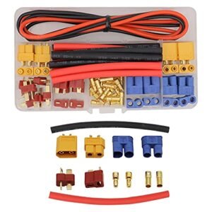 Treehobby RC Plane Wing Joiner Tubes XT60 EC3 T Plugs Connector Set with Silicone Wire and Heat Shrink Tubes 58PCS