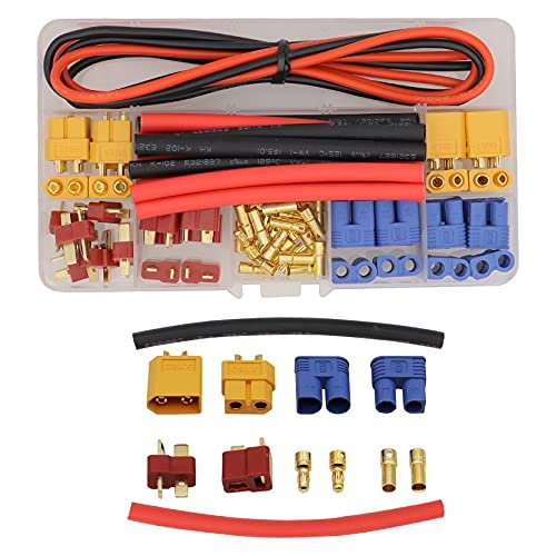 Treehobby RC Plane Wing Joiner Tubes XT60 EC3 T Plugs Connector Set with Silicone Wire and Heat Shrink Tubes 58PCS