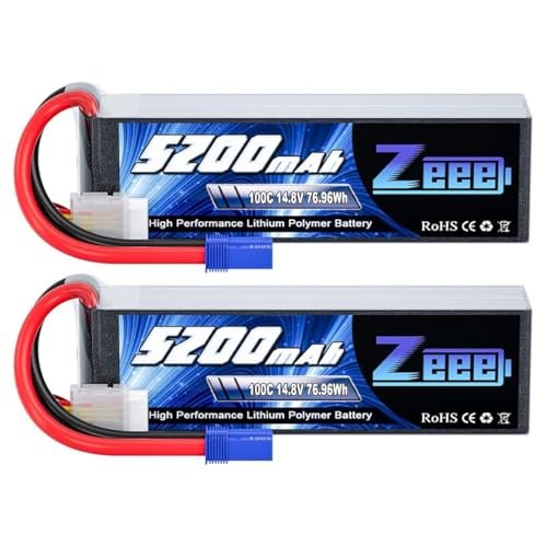 Zeee 4S Lipo Battery 14.8V 5200mAh 100C with EC5 Plug for Dogfighter RC Plane and Other RC Models 2 Pack