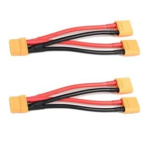 LinsyRC 2 Pack XT90 Plug Parallel Battery Connector Cable 1 Female to 2 Male Parallel Adapter Y Splitter 10CM 12AWG for Irok RC Tires Quadcopters Multirotors RC LiPo Battery