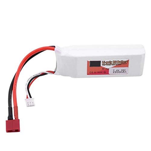 EVTSCAN 7.4V 2200mAh 35C Rechargeable LiPo Battery with T Plug for RC Cars Airplanes and Boats
