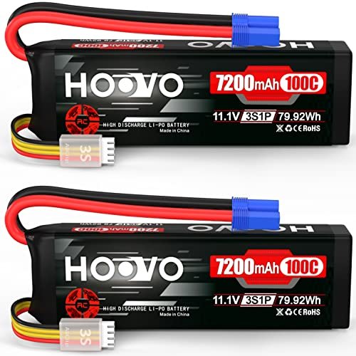 HOOVO 3S 11.1V 7200mAh 100C LiPo Battery with EC5 Plug for F4D Skyray RC Planes and 1/10 1/8 Scale Vehicles
