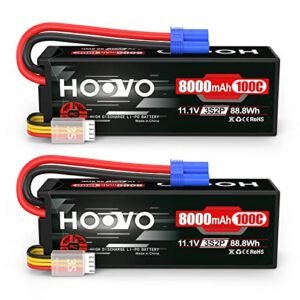HOOVO 3S 11.1V 8000mAh 100C Lipo Battery with EC5 Connector for RC Volvo Dump Truck A45G and Other 1/8 1/10 Scale Vehicles 2 Pack