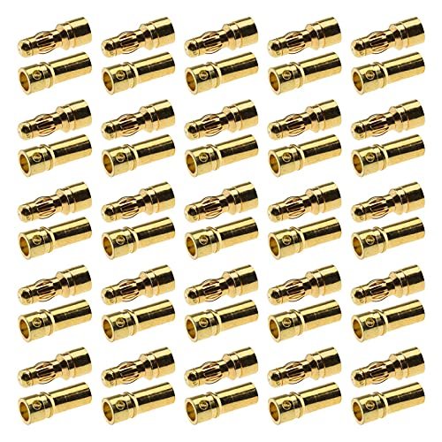 25 Pairs 3.0MM Bullet Banana Plug Connectors Gold Plated for RC ESC Motor Lipo Battery