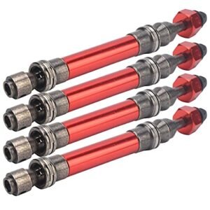 RC Gorman 1980 4Pcs CVD Front Rear Drive Shaft Metal Transmission Axle for Slash 4X4 1/10 RC Car Red