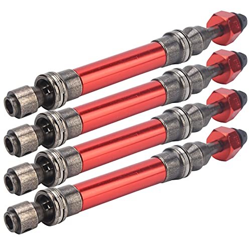 RC Gorman 1980 4Pcs CVD Front Rear Drive Shaft Metal Transmission Axle for Slash 4X4 1/10 RC Car Red