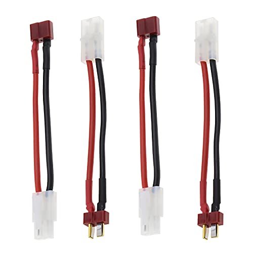 Micro Traders 2 Pairs D Style T Male Female Plug to T Female Male Connector Adapter for RC Lipo Battery 14AWG Soft Silicone Cable