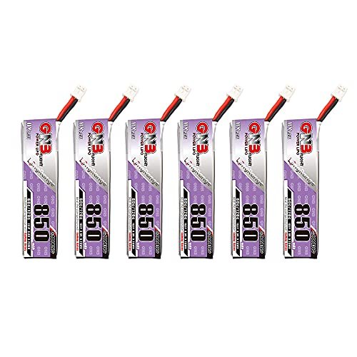 GAONENG 6pcs GNB 850mAh 1S LiPo Battery 60C 120C 3.8V with PH2.0 Connector for Ovalwerks RC Tinyhawk Brushless 75mm FPV Drone
