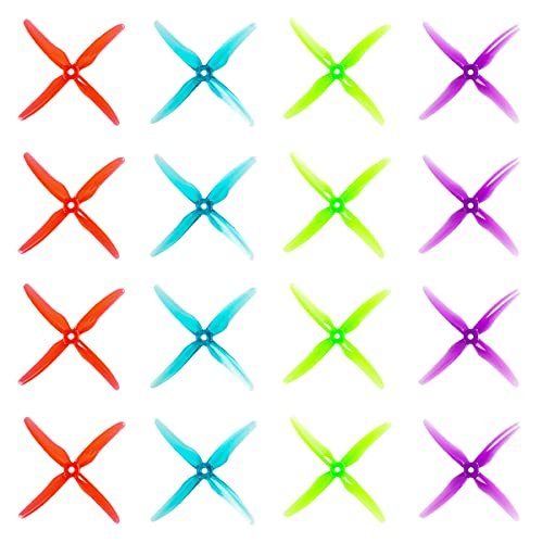 Gemfan 51455 Hurricane X Durable 4 Blade Props 5.1 inch Quad Blades Multirotors Props for FPV RC Quadcopter Drone 16pcs 8CW 8CCW Perfect for RC Plane Banner Displays