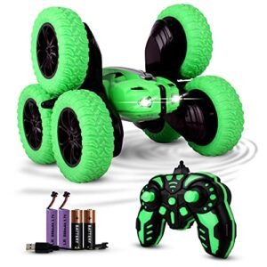 SHERPALACE 6 Wheeler LED Remote Control Car for Kids-OFF ROAD Stunt RC Car with 360 Flips-All Terrain Tires-Fast RC Drift Car-Crawler Tires & 2 Batteries- Holiday Gift Race Toy, 55+ Mins Play Time