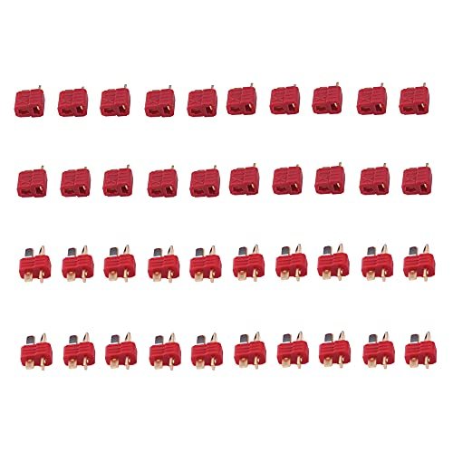 OliYin 20 Pairs Anti Skid T Plug Style Connectors Male Female for Eflite HPI ParkZone Pack of 20