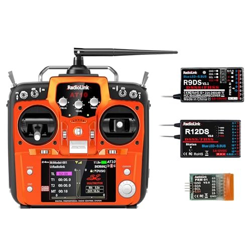 Radiolink AT10II 2.4G 12 Channels RC Transmitter with R12DS R9DS Receivers for FPV Drones and Aircraft