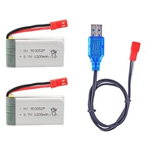 MJX 2 Pcs 3.7V 1200mAh 25C Rechargeable Lipo Battery with USB Charger for RC Plane Airfoil Template Drones