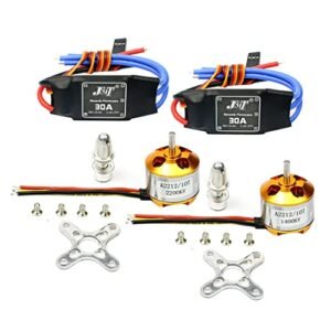 BGNing 2Pack A2212 Brushless Outrunner Motor 1400kv/2200kv with Mount 10t/6t+ 30a Speed Controller ESC for Rc Aircraft Quadcopter UFO