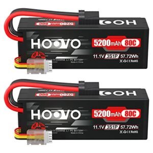 HOOVO 3S 11.1V 5200mAh 80C Lipo Battery Hard Case with TR Plug for RC Boat Sims Car Truck Truggy Racing Hobby FPV 2 Packs