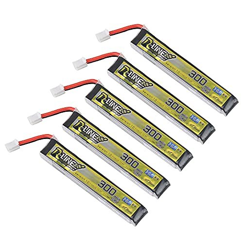 SoloGood TATTU Tyco RC Vertigo Battery 5pcs 300mAh 1S 3.8V 75C FPV Lipo Battery with PH2.0 Plug Connector