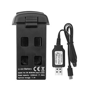 PUOO 7.4V 1000mAh Lithium Battery with Charger Cable for SP500 S166 S167 Remote Control Drone