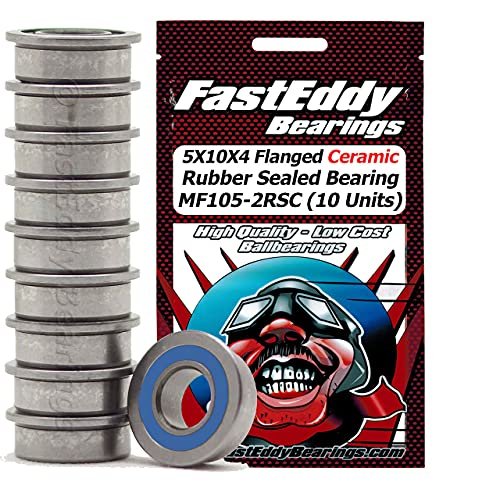 FastEddy Bearings 5X10X4 Flanged Ceramic Rubber Sealed Bearing MR105 2RSC 10 Units