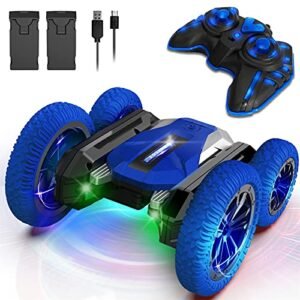 Wsiyen Remote Control Car with Venting RC Tires for Kids 6 7 8 9 14 Year Old Boys Double Sided 360 Rotating RC Cars 4 Wheel Drive All Terrain Toy Car with Rechargeable Battery