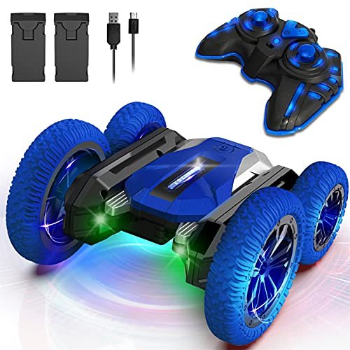 Wsiyen Remote Control Car with Venting RC Tires for Kids 6 7 8 9 14 Year Old Boys Double Sided 360 Rotating RC Cars 4 Wheel Drive All Terrain Toy Car with Rechargeable Battery
