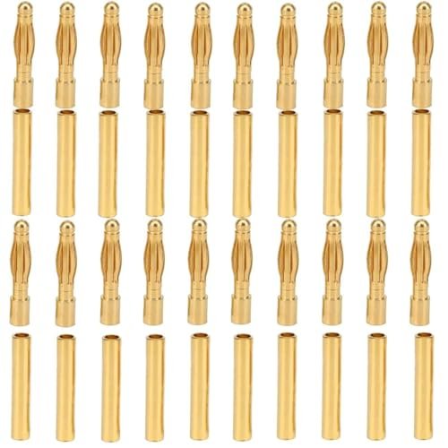 LINSYRC 20 Pairs Gold Plated 2MM Banana Plug Bullet Connector RC Car Battery Adapter