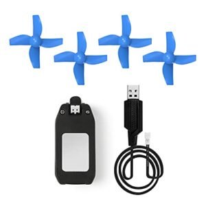 NEHEME Drone Battery Accessories Kit for NH330 Mini Drone, 1Pc 3.7V 300mAh Modular Rechargeable Li-po Battery and 4 Spare Propellers - Blue