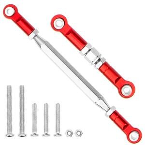Vgoohobby Metal Adjustable Turnbuckles Camber Links Pull Rod Steering Servo Linkages Tie Rod for 70cc RC Car MN Model MN D90 99S MN90 1/12 RC Crawler Car Red